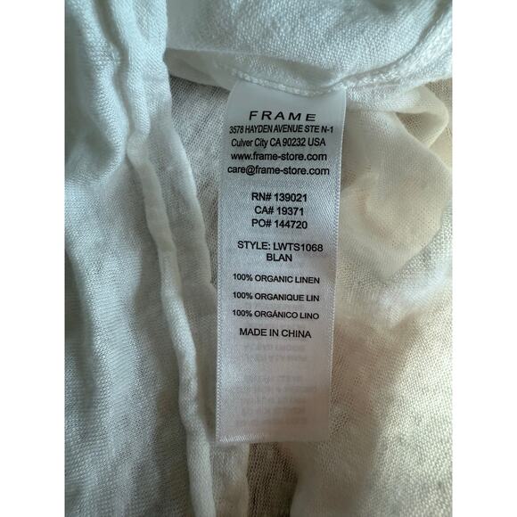 FRAME Organic Linen Tee Top White Minimalistic Basic Size Medium - Picture 7 of 7